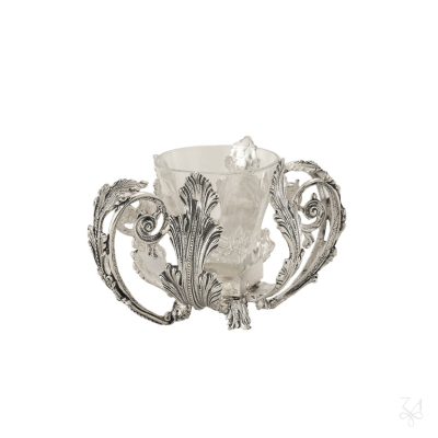 Salt Holder with White Crystal Acanthus Leaf 1