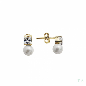 Eearrings FA Zirconia + Pearl 4mm 1