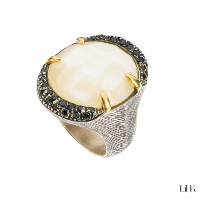 ANILLO PLATA925/ORO9K- 34 CIRCONITAS -2,5CM- DELICADEZA 1