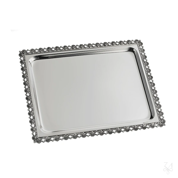 STERLING SILVER CHANUKAH MENORAH RECT TRAY 41X32,5 CM 2