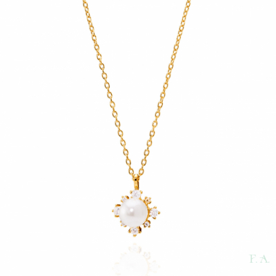 Necklace FA with Zirconias and Pearl 1