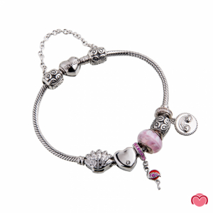 PULSERA EN PLATA - CIERRE CORAZON 2