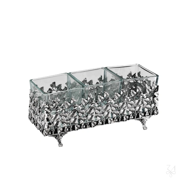 Vase and Flatware Holder - Rectangular with 3 Crystals 2