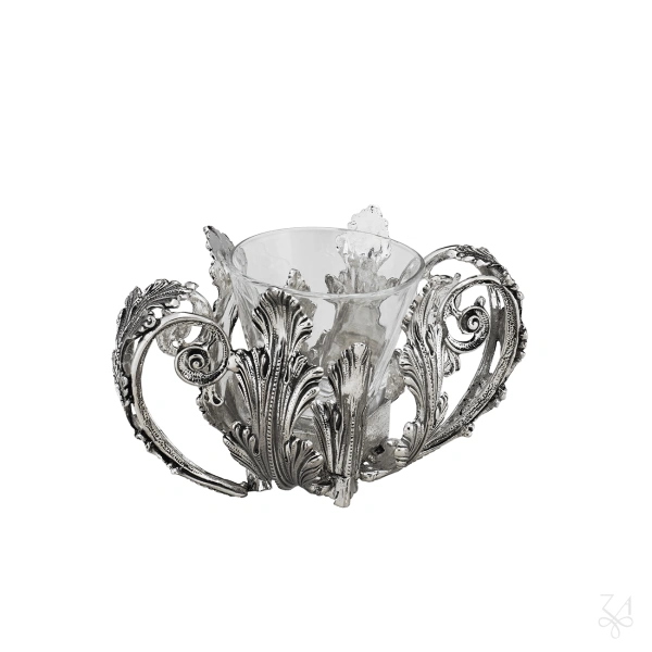 Salt Holder with Crystal  Acanthus Leaf - H.9cm 1