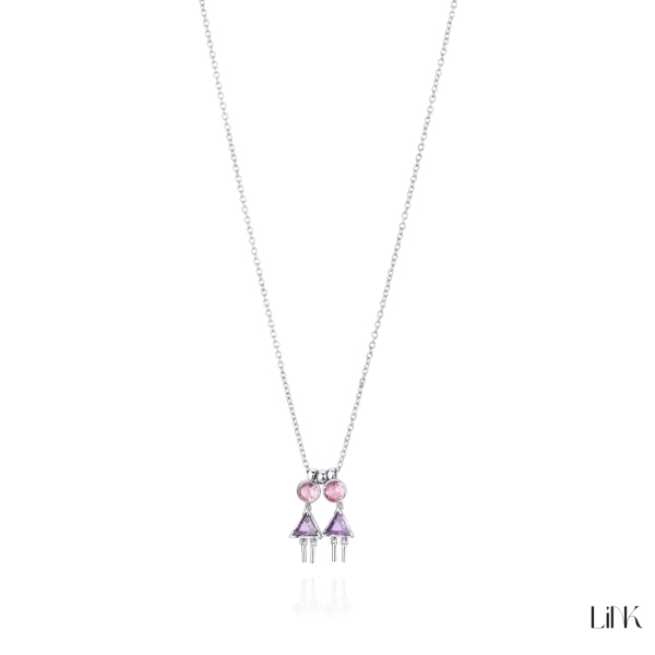 Colar Link - 2 meninas - rosa 2