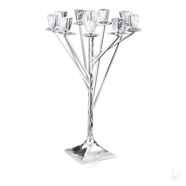 STERLING SILVER RELIGIOUS HAMMERED CANDELABRA 10F HAIFA 2
