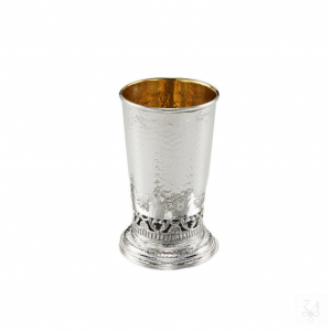 Kiddush Set - Mod. Conico w/ square plate, Hammered 2