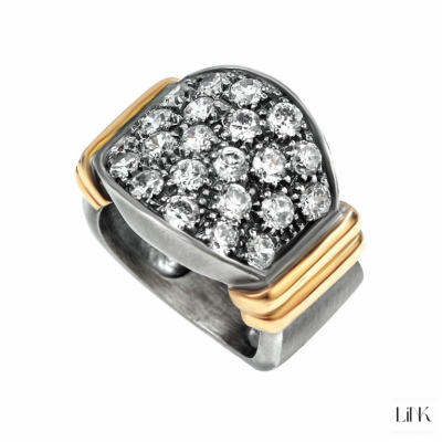 ANILLO PLATA 925/ORO9K - 22 CIRCONITAS - LÍRIO 1