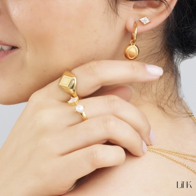 Earrings Link Light Golden 2