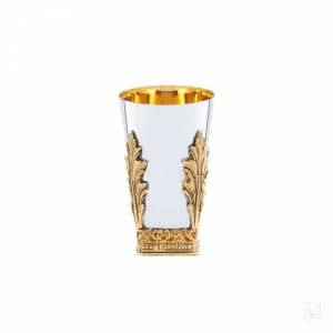 Kiddush Cup w/ Lid  Gold Plated Castings - H.-18cm - Mod. Acanthus Leaves 3