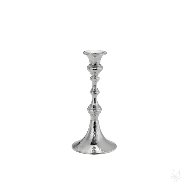 STERLING SILVER CANDLESTICK BL 1F H.21.5 CM HAMMERED 2