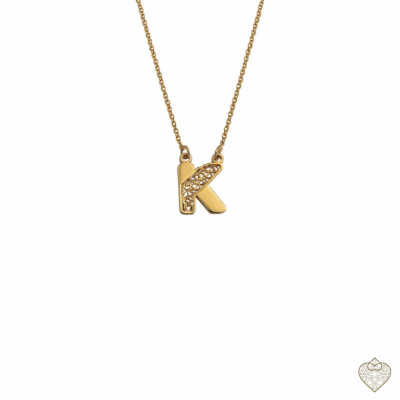 Filigree Necklace Saudade - Letter K 1