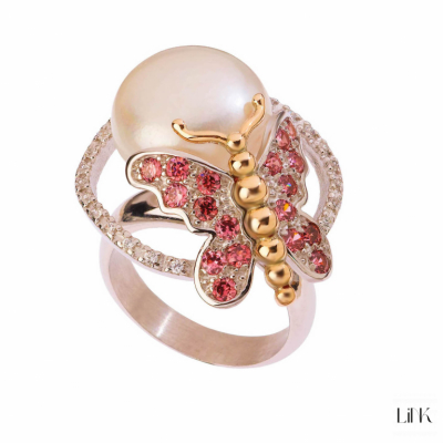 ANILLO PLATA925/ORO9K- 42 CIRCONITAS -2,5CM- AURORA 1