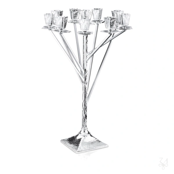 STERLING SILVER RELIGIOUS HAMMERED CANDELABRA 10F HAIFA 1