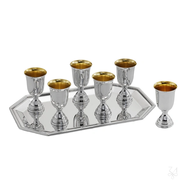 STERLING SILVER SET LIQUOR CUP BL GOLD INSIDE 3