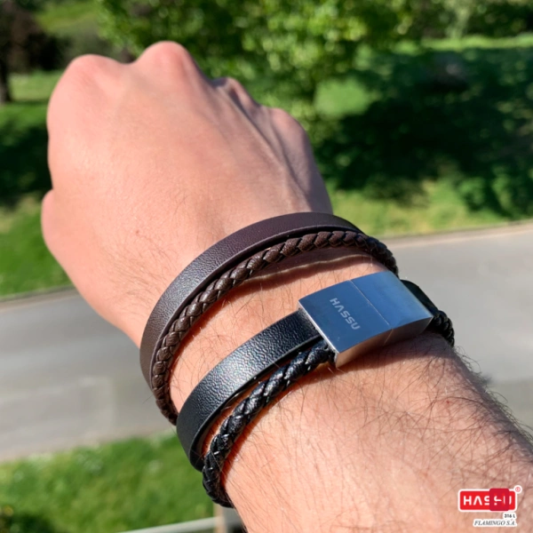 PULSERA HASSU "NEW WAY V" MARRON 2