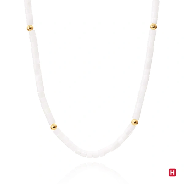 Necklace Hassu Golden - White 1