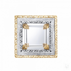 Kiddush Plate w/ Gold plated Castings -Mod. Acanthus Leaves 1