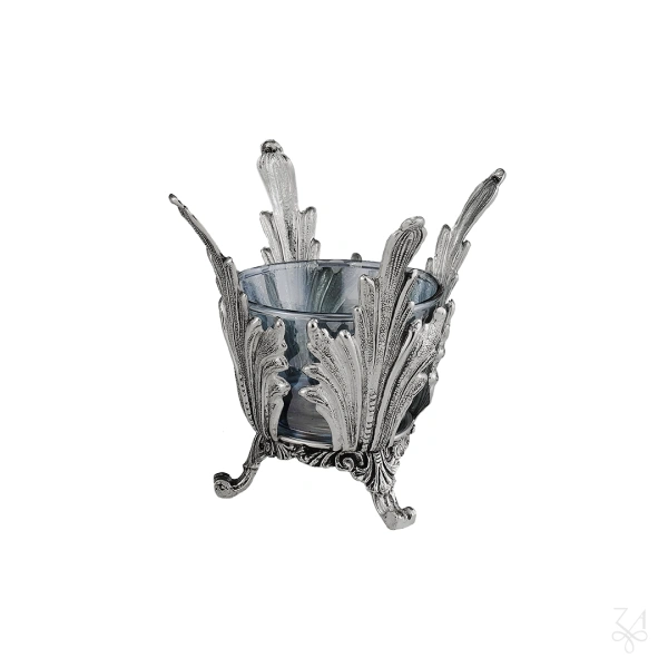 STERLING SILVER LIGHT SALT HOLDER BLUE CRYSTAL 2