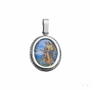 MEDALLA MEDIANA CON ESMALTE - ANGEL DE LA GUARDA - F.A 1