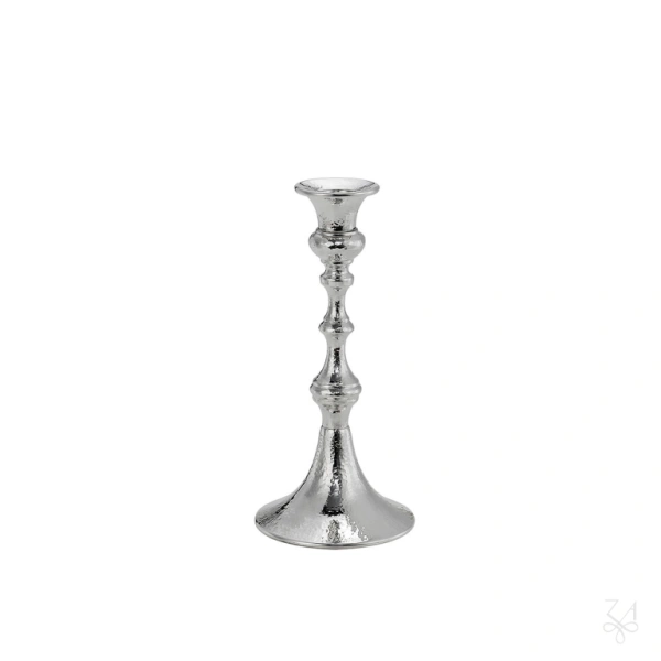 STERLING SILVER CANDLESTICK BL 1F H.21.5 CM HAMMERED 1