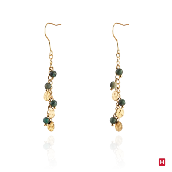Brincos Hassu Stone Green Golden 2