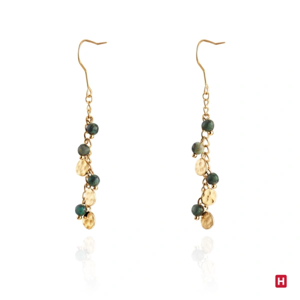 Brincos Hassu Stone Green Golden 1