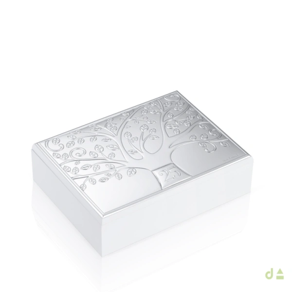 CAJA  MADERA BLANCA ARBOL DE LA VIDA 21X16 - 25 ANIVERSARIO 1