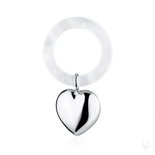 STERLING SILVER BABY RATTLE SMALL HEART 1