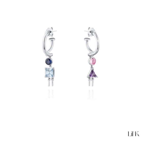 PENDIENTES LINK - NIÑO+NIÑA PIEDRA COLOREADA 2