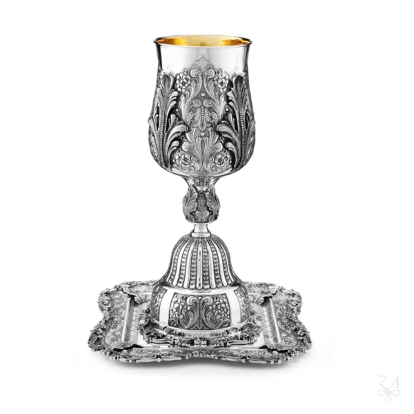 STERLING SILVER RELIGIOUS SET ELIJAH CUP AND PLATE SG 1