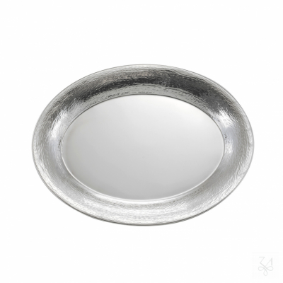 Oval Liquor Tray Hammered "Beat-Cut" Border - 28x21cm 1