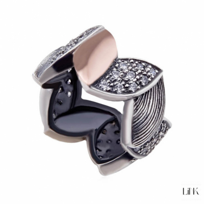 ANILLO PLATA 925/ORO9K - 45 CIRCONITAS - INCA 1