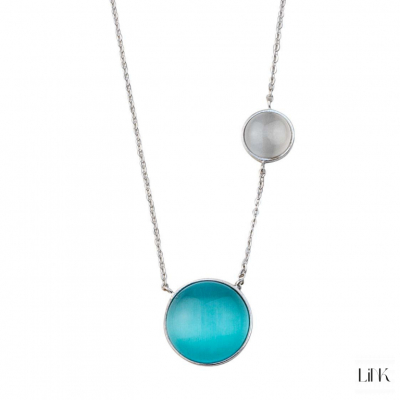 COLLAR EN PLATA C/PIEDRA CELESTE +BLANCA 1