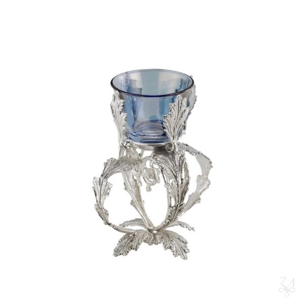 Salt Holder Heart Acanthus Leaf w/ Base Leaf - H.- 13cm 2