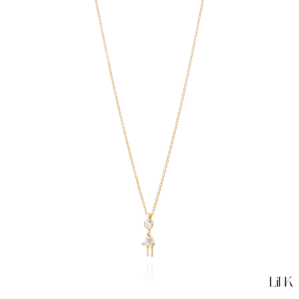 COLLAR LINK DORADO - NIÑA PIEDRA BLANCA 2