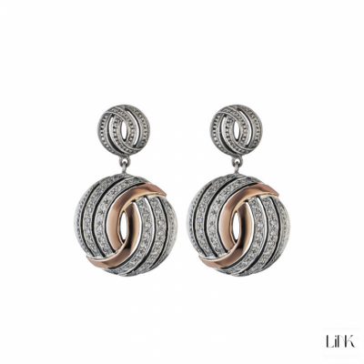 PENDIENTES PLATA 925/ORO9K-72 CIRCONITAS-3.7CM- EXTRAVAGANZA 1
