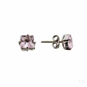 Earrings FA Pink Square Solitaire 1