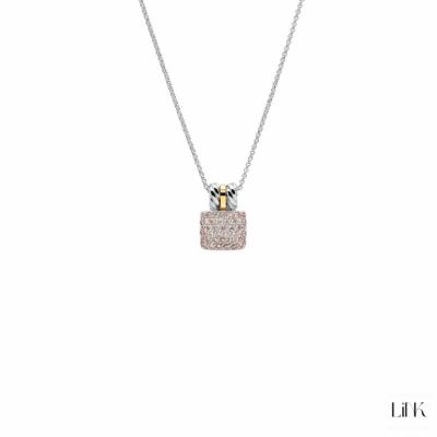 COLLAR PLATA925/ORO 9K  C/CIRCONITAS CHAMPAGNE - TERESA 1