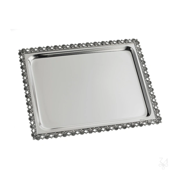STERLING SILVER CHANUKAH MENORAH RECT TRAY 41X32,5 CM 1