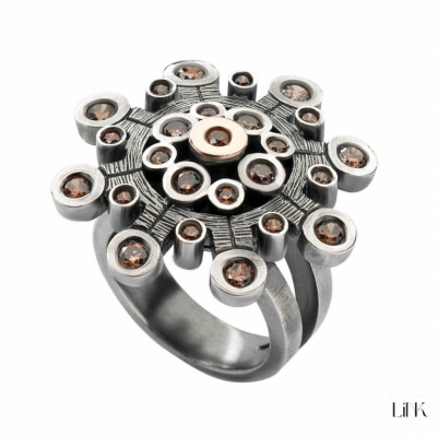 ANILLO PLATA 925/ORO9K - 25 CIRCONITAS - MARGARIDA 1