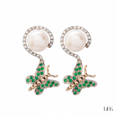 PENDIENTES PLATA925/ORO9K- 56 CIRCONITAS -3CM- AURORA 1