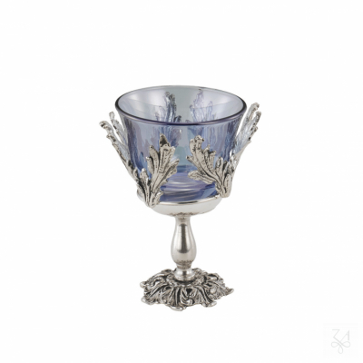 Salt Holder with Blue Crystal - H.-9.5cm 2