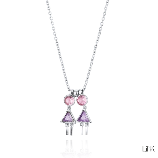 Colar Link - 2 meninas - rosa 1