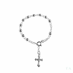 PULSERA ROSARIO CON CRUZ PLATA DE LEY 1