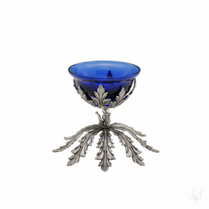 Salt Holder - Mod. Acanthus Leaves w/ Blue Crystal 1