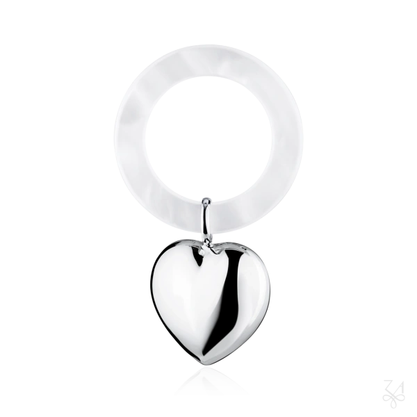 STERLING SILVER BABY RATTLE SMALL HEART 2