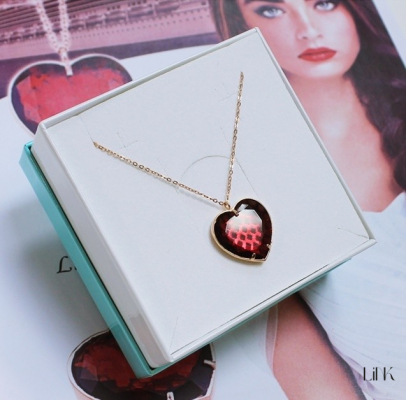 COLLAR DORADO ROSA C/ PIEDRA CORAZON ROSA 2