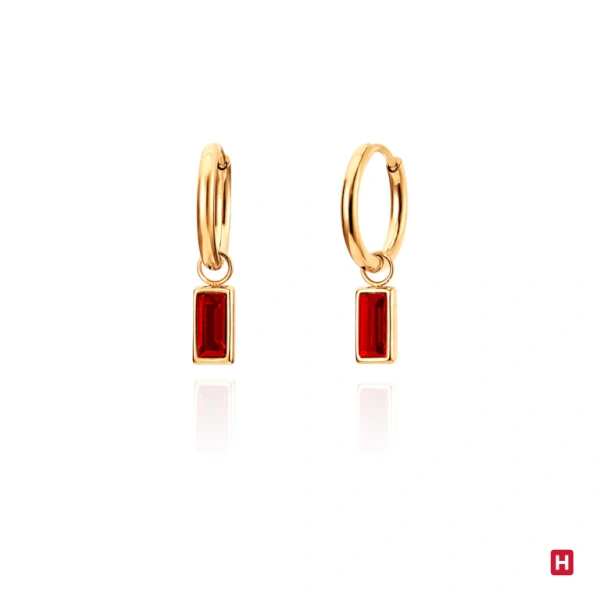 Hoop Earrings Hassu Golden - Red 1