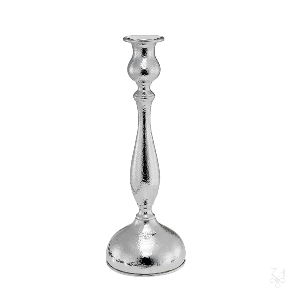 STERLING SILVER RELIGIOUS HAMMERED CANDLESTICK H.35,5 CM 2